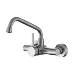 Robinet mural pour evier cuisine mitigeur cuisine en acier inoxydable 304 robinet cuisine avec bec rotatif ...