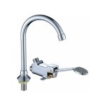 Robinet � p�dale - pzcc - m�langeur de lavabo - couleur gris - pour �vier - commande au pied
