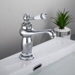 Robinet rtro de lavabo vier en laiton cramique robinet antique vintage mitigeur robinet deau froide ...