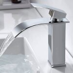 Robinet salle de bain cascade design el�gant robinet lavabo mitigeur en laiton eau chaude et froide disponible ...