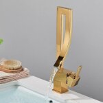 Robinet salle de bain cascade design elgant robinet lavabo mitigeur en laiton eau chaude et froide disponible ...