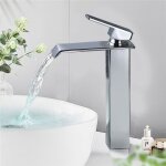Robinet salle de bain cascade en laiton mitigeur de lavabo bec haut robinetterie pour vasque chromé design ... Robinet salle de bain cascade en laiton mitigeur de lavabo bec haut robinetterie pour vasque chromé design ...
