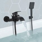 Robinet de salle de bain cascade noir montage mural - mitigeur de baignoire cascade - mitigeur robinet ...