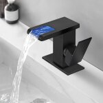 Robinet de salle de bain noir cascade mate avec bouchon de vidange escamotable composants de trop - plein ...