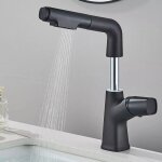 Robinet salle de bain noir avec douchette extensible mitigeur lavabo r�glable en hauteur robinet noir ...