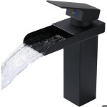 Robinet de salle de bain noir mat robinets de salle de bain cascade 1 trou robinet de lavabo � poign�e ...