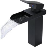 Robinet de salle de bain noir mat robinet cascade 1 trou avec poigne unique idal pour lavabo pzcc Robinet de salle de bain noir mat robinet cascade 1 trou avec poigne unique idal pour lavabo pzcc