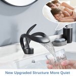 Robinet de salle de bain noirmitigeur lavabo cascade en acier inoxydablemitigeur pour eau chaude et froide ...