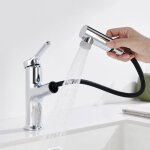 Robinet salle bain robinetterie mitigeur lavabo douchette extractible 2 modes chrom�