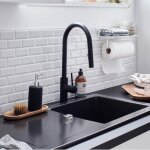 Robinetterie cuisine foga mitigeur vier  douchette extractible noir mat essebagno