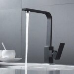 Robinetterie de cuisine - robinet carr  bec haut - corps en laiton (noir)