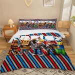 Roblox housse de couette 135x200 cm parure de lit en microfibre 1 personnes avec fermeture clair 2 taies ...