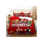 Roblox housse de couette 200x200 cm parure de lit en microfibre 1 personnes avec fermeture clair 2 taies ...