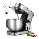 Robot patissier - robot cuisine - p�trin multifonction avec bol 5l robot p�tissier argent avec fouet ...