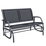 Rocking chair 2 places banc de jardin balan�oire de jardin banc de parc m�tal mobilier de jardin noir ...