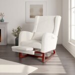 Rocking chair avec repose - pieds chaise avec coussin lombaire et 2 poches lat�rales fauteuil dallaitement ...