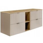 Rodan meuble sous lavabo 140 cm - avec plan de travail et �tag�re - flow fa�ade rainur�e - cachemire ...