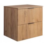 Rodan meuble sous lavabo 60 cm - avec plan de travail - flow fa�ade rainur�e - ch�ne artisanal or - 60 ...