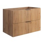 Rodan meuble sous lavabo 80 cm - flow fa�ade rainur�e - ch�ne artisanal or - 80 x 57 x 46 cm