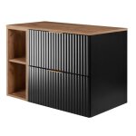 Rodan meuble sous lavabo 80 cm - avec plan de travail et �tag�re - flow fa�ade rainur�e - noir - 80 x ...