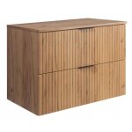 Rodan meuble sous lavabo 80 cm - avec plan de travail - flow fa�ade rainur�e - ch�ne artisanal or - 80 ...