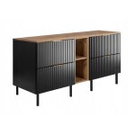 Rodan meuble sous lavabo sur pieds 120 cm - avec plan de travail et �tag�re - flow fa�ade rainur�e - ...