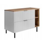 Rodan meuble sous lavabo sur pieds 80 cm - avec plan de travail et �tag�re - flow fa�ade rainur�e - blanc ...