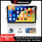 Roinvou 2g + 64g dab + android 13 autoradio 9 pour vw passat b6 b7 golf 5 6 polo touran caddy jetta t5 ...
