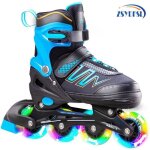 Roller en ligne reglable - roller fille / femme / garon - rollers enfants - roller lumineuse - bleu ...