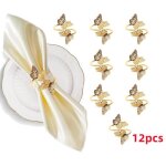 Rond de serviette - papillon - mtal - 12 pcs - or - dcoration de table lgante
