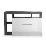 Ronica - buffet 2 portes 3 tiroirs gris et blanc