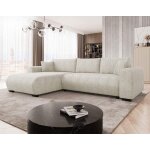 Rosalie - canap� dangle r�versible 4 places convertible avec coffre en tissu bouclette - beige