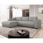 Rosalie - canapé dangle réversible 4 places convertible avec coffre en tissu bouclette - gris clair Rosalie - canapé dangle réversible 4 places convertible avec coffre en tissu bouclette - gris clair