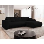 Rosalie - canap� dangle r�versible 4 places convertible avec coffre en velours c�tel� - noir