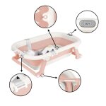 Rose baignoire pliable avec coussin pour b�b� bassin de douche portable avec led thermom�tre et pieds ...