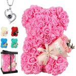 Rose cadeau saint valentin femmes ours en rose cadeau anniversaire femme nounours rose eternelle cadeau ...