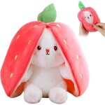 Rose doudou lapin de pques 25cm douceur fraises peluche poupe lapins  cache - cache oreiller en peluche ...