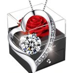 Rose eternelle avec bijoux - collier femme pendentif de amour eternel - cadeau pour femmemamansaint valentinan ...