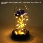 Luminaire led fleur - rose eternelle - bleu - plaque or 24k - cadeau de luxe - dcoration