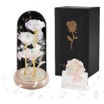 Rose ternelle - cadeau pour femme - rose ternelle dans un verre avec lumire led - dme en verre - ...