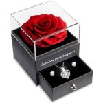 Rose eternelle avec collier coeur boucles doreilles collier femme pendentif de amour - cadeau pour femmemamans ...