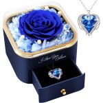 Rose eternelle avec collier coeur cadeau anniversaire femme pour �pouse maman idee cadeau avec bijoux ...