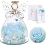 Rose eternelle sous cloche ange cadeau femme - cadeau de f�te des m�res fleurs eternelles anges gardiens ...