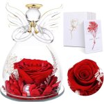 Rose eternelle sous cloche ange pour femmes - noel cadeau maman fleurs eternelles anges gardiens v�ritable ...