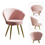 Rose fauteuil en velours ave dossier � coquillage rembourr� chaise relax de salon et chambre fauteuil ...