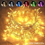 Rosnek guirlande lumineuse exterieure int�rieur 200led 20m (blanc chaud) lumiere sapin de no�l ip44 �tanche ...