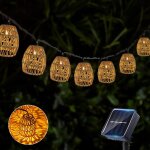 Rosnek guirlande lumineuse exterieure solaire ip44 impermable 38 m 10 boules en rotin led lanterne lumires ...