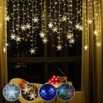 Rosnek guirlande lumineuse flocon de neige ext�rieur 35m 96 led 8 modes blanc chaud - rideau d�coration ...