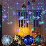 Rosnek guirlande lumineuse flocon de neige ext�rieur 35m 96 led 8 modes multicolore - rideau d�coration ...