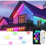 Rosnek lumi�res permanentes dext�rieur guirlandes lumineuses davant toit �tanches rgbicw avec mode ssc�ne ...